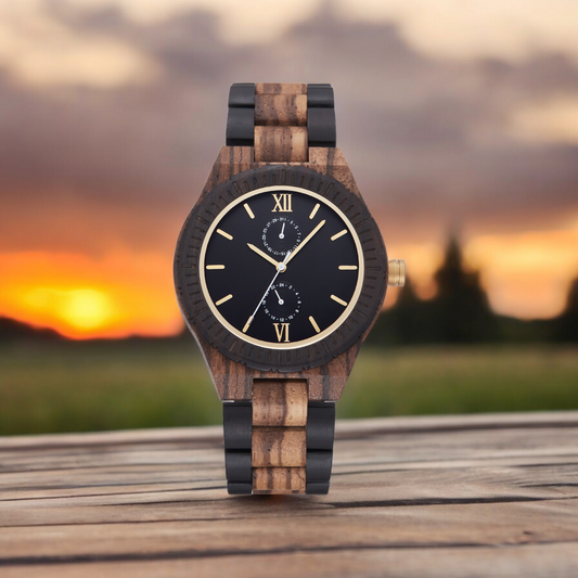 Orologio in noce e zebrano