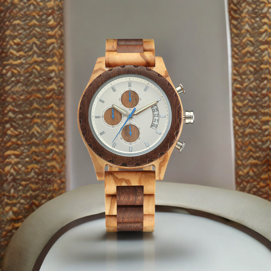 Orologio in ulivo e noce