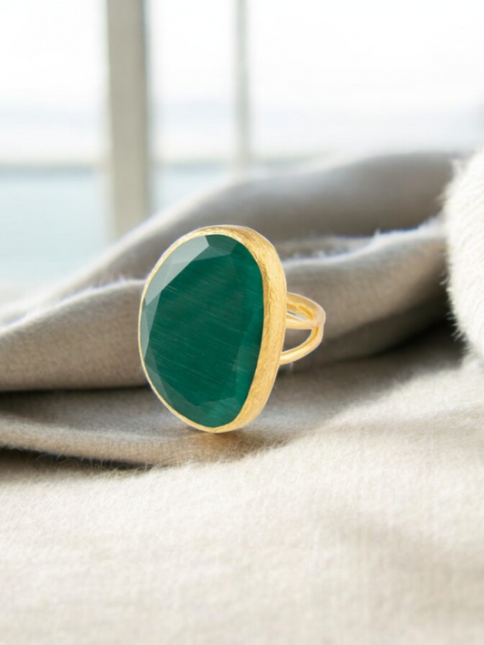 Anello regolabile in agata verde