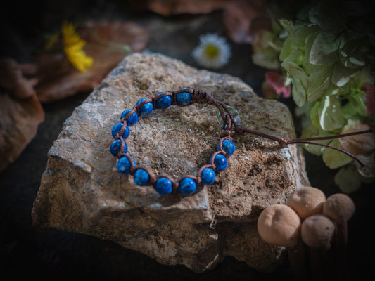 Bracciale in pietra intrecciato diaspro blu