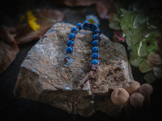 Bracciale in pietra intrecciato diaspro blu