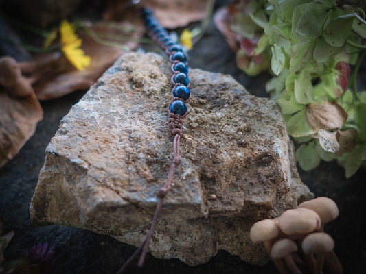 Bracciale in pietra intrecciato azzurite