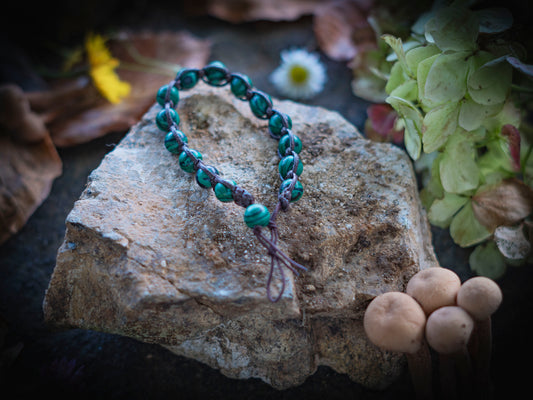 Bracciale in pietra intrecciato malachite