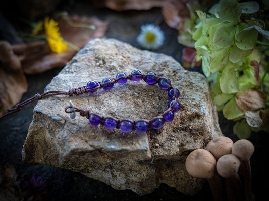 Bracciale in pietra intrecciato in ametista