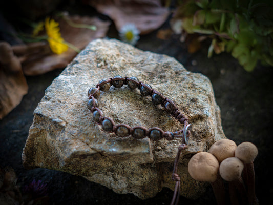 Bracciale in pietra intrecciato diaspro fossile