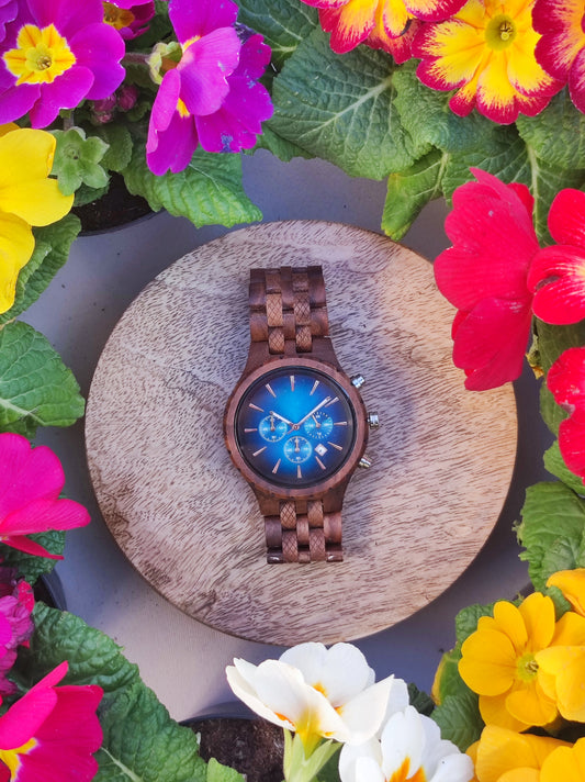 Walnut wood clock