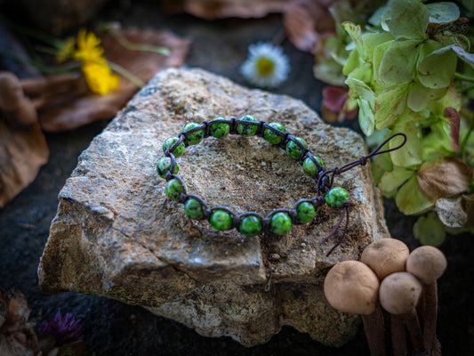 Bracciale in pietra intrecciato Lizardite