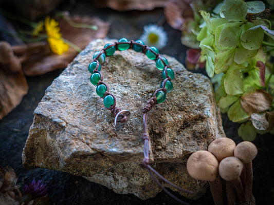 Bracciale in pietra intrecciato in agata verde