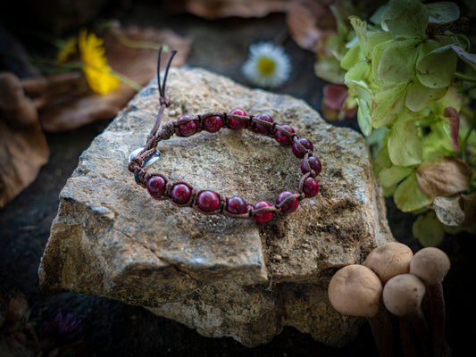 Bracciale in pietra intrecciato ossidiana mogano