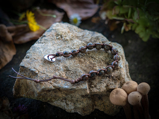 Bracciale in pietra intrecciato diaspro fossile