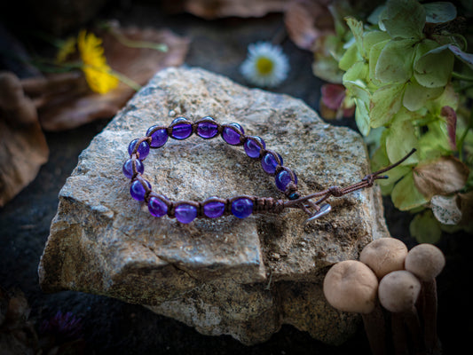 Bracciale in pietra intrecciato in ametista