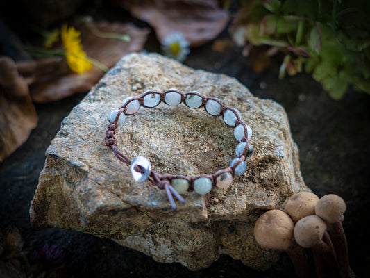 Bracciale in pietra intrecciato agata bianca