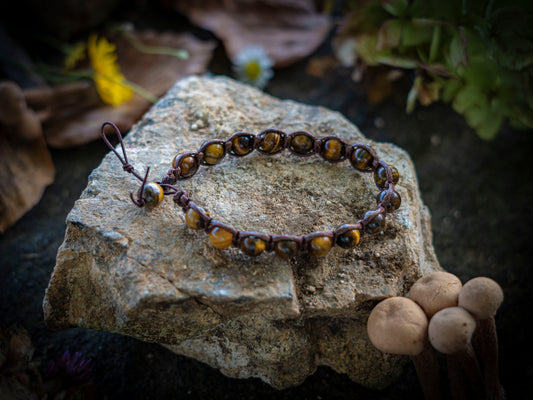 Bracciale in pietra intrecciato occhio di tigre
