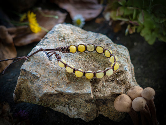 Bracciale in pietra intrecciato calcite gialla