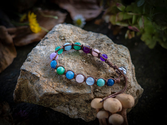 Bracciale in pietra intrecciato agata mix color