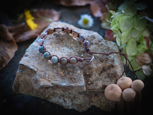 Bracciale in pietra intrecciato agata muschiata