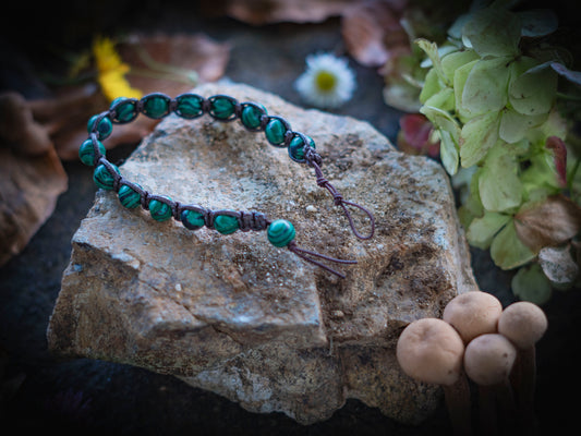Bracciale in pietra intrecciato malachite