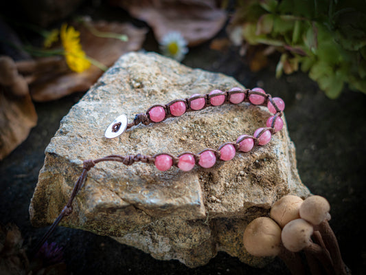 Bracciale in pietra intrecciato rodonite pink
