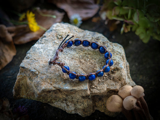 Bracciale in pietra intrecciato azzurrite