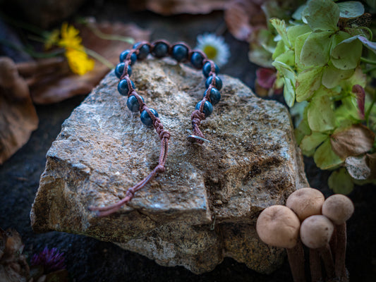 Bracciale in pietra intrecciato labradorite opaca