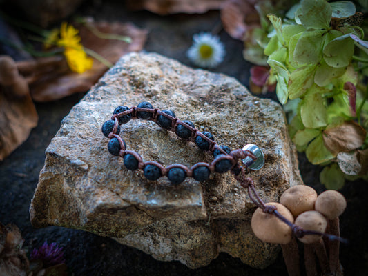 Bracciale in pietra intrecciato pietra lavica