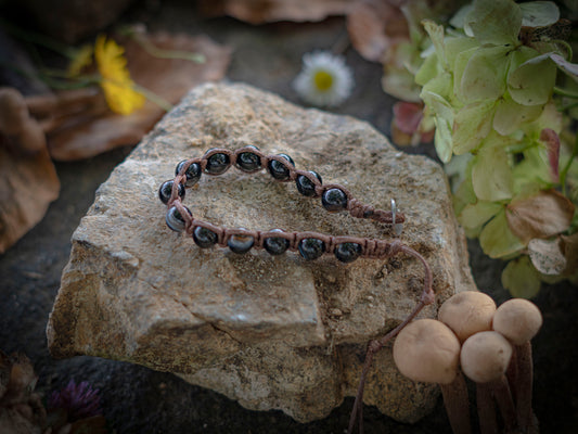 Bracciale in pietra intrecciato in onice nero