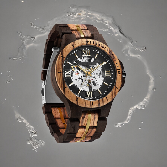 Orologio in Legno di sandalo nero e zebrano