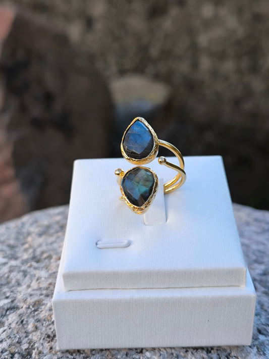 Anello regolabile in labradorite