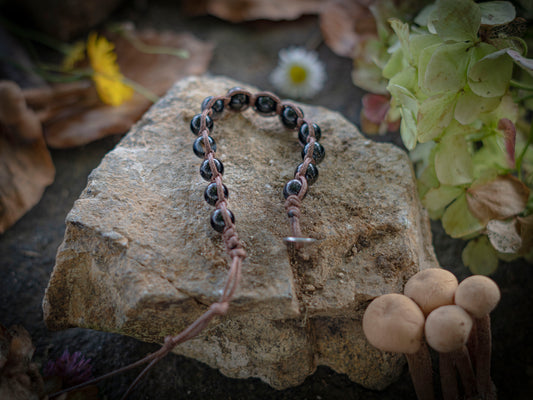 Bracciale in pietra intrecciato in onice nero