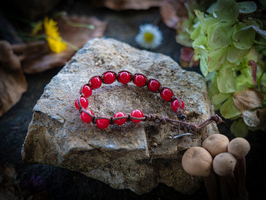 Bracciale in pietra intrecciato in agata rossa