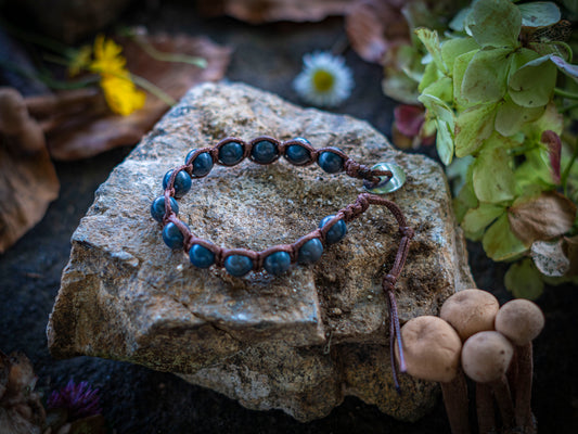 Bracciale in pietra intrecciato labradorite opaca
