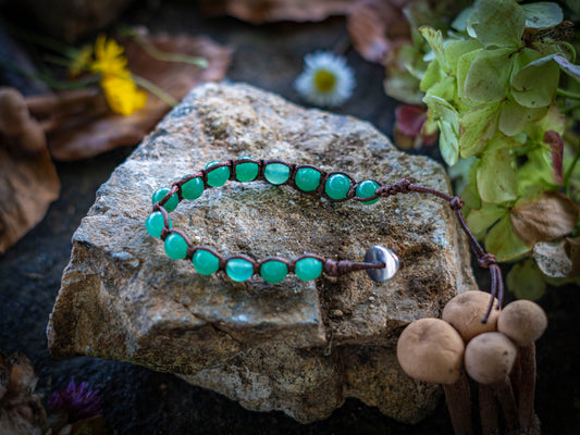 Bracciale in pietra intrecciato agata verde