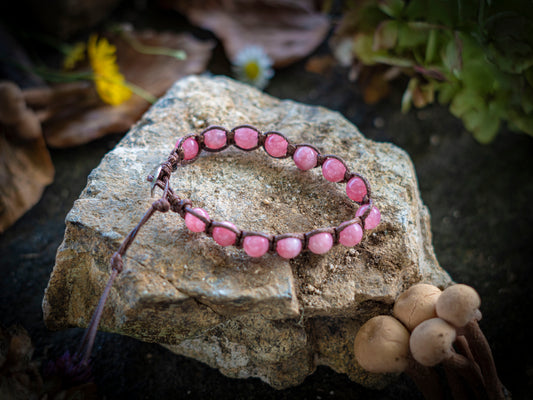 Bracciale in pietra intrecciato rodonite pink