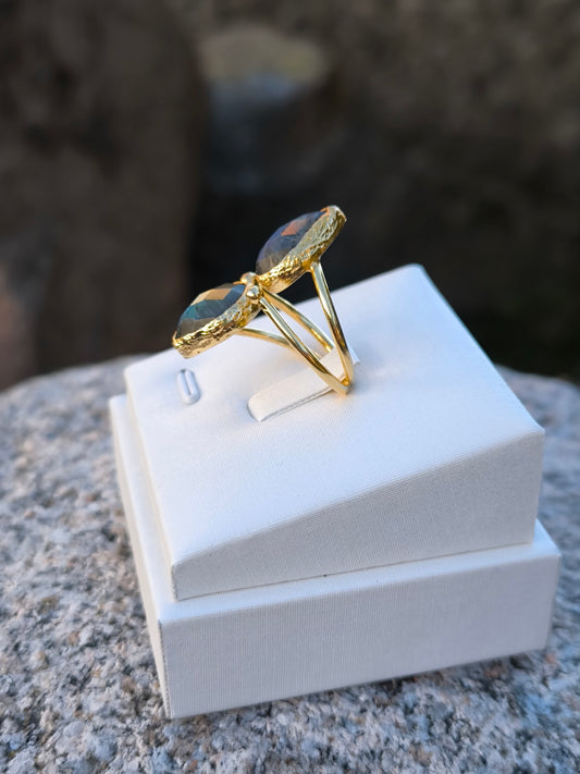 Anello regolabile in labradorite