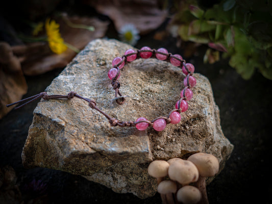 Bracciale in pietra intrecciato rodonite