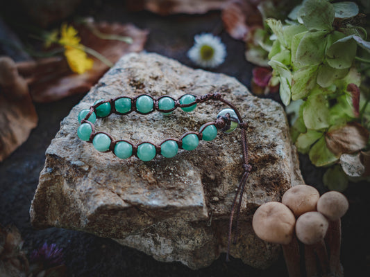 Bracciale in pietra intrecciato fluorite verde