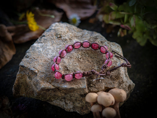 Bracciale in pietra intrecciato rodonite