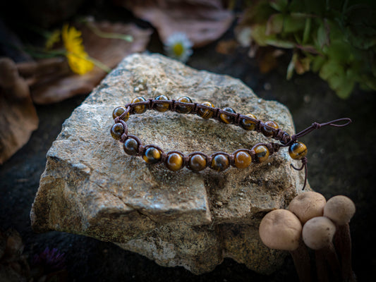 Bracciale in pietra intrecciato occhio di tigre