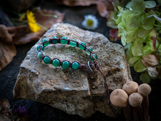 Bracciale in pietra intrecciato in agata verde