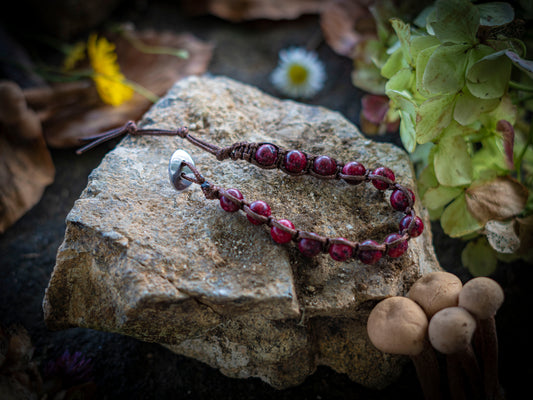 Bracciale in pietra intrecciato ossidiana mogano