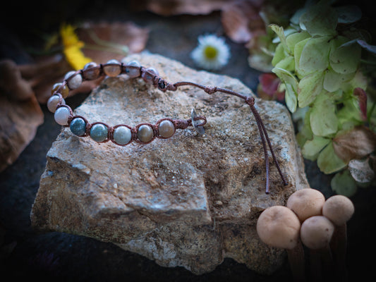 Bracciale in pietra intrecciato agata muschiata