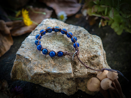 Bracciale in pietra intrecciato azzurrite