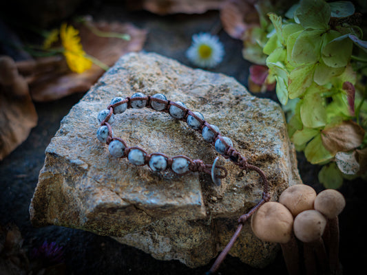 Bracciale in pietra intrecciato in diaspro bianco