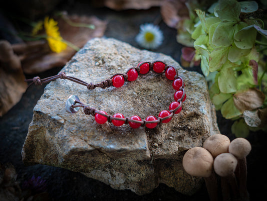 Bracciale in pietra intrecciato in agata rossa